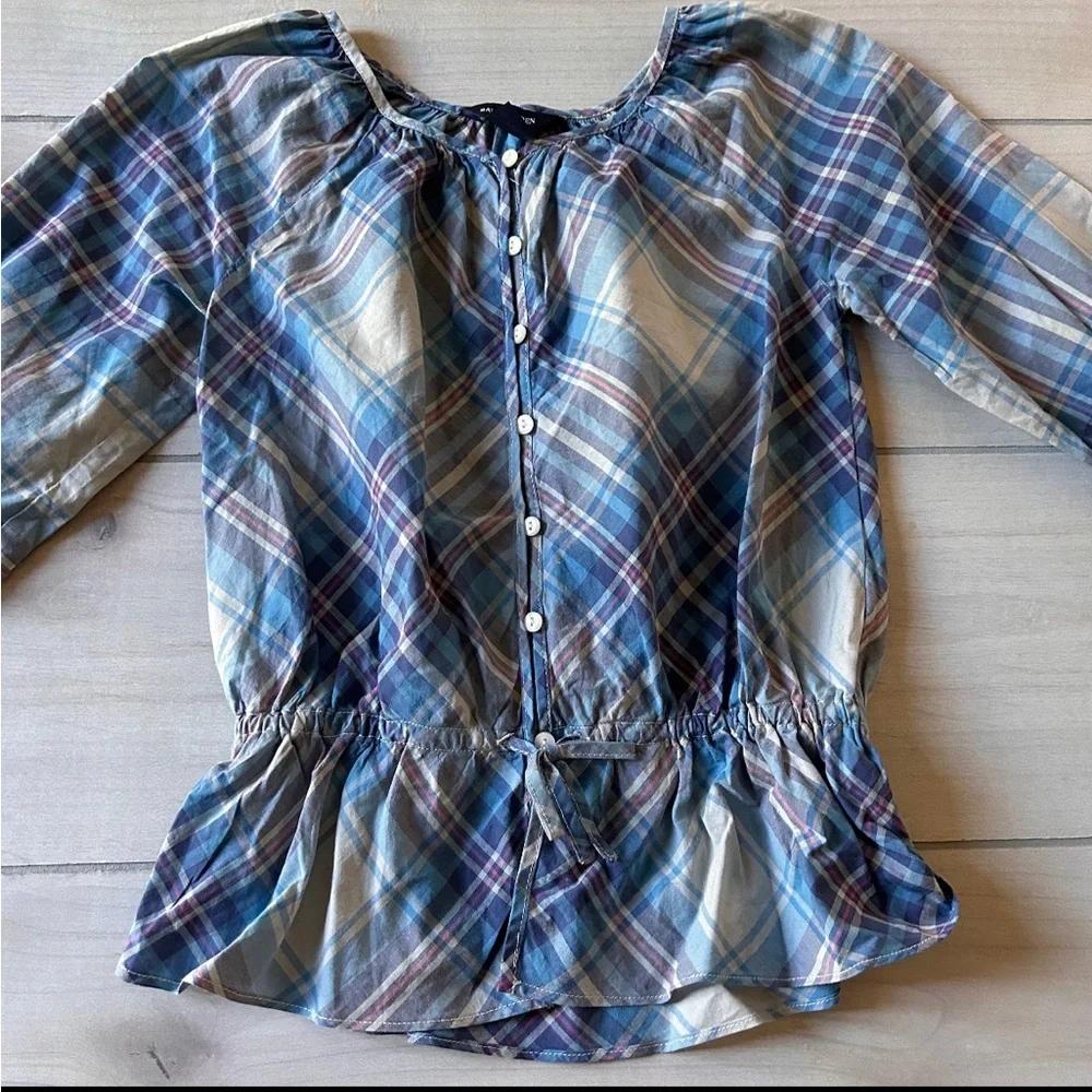 Ralph Lauren Pink Blue and Cream Blouse
